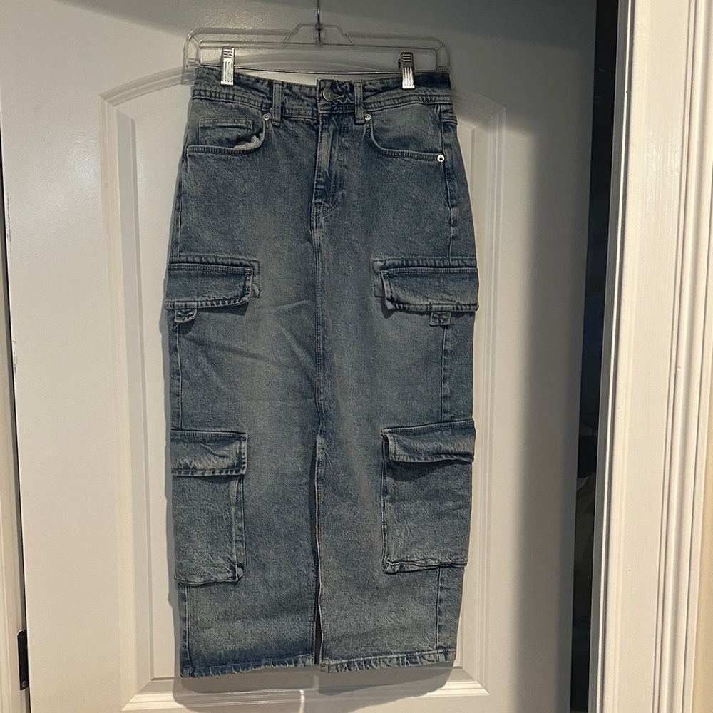 Pilcro Denim Cargo Maxi Skirt